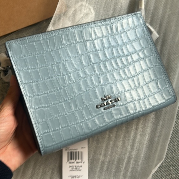 Coach Klare Crocodile Embossed Leather Crossbody Bag in Cornflower Blue - Picture 6 of 11